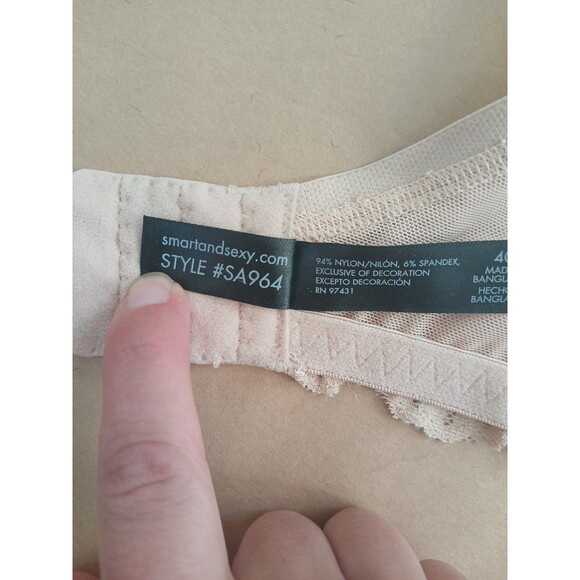 Smart & Sexy Bra 40C Unlined Signature Lace Underwire Bra Beige Style SA964 - Picture 5 of 5